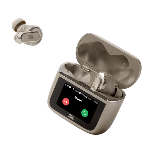 JBL Tour Pro 3 - Latte - True Wireless Noise Cancelling earbuds with Smart Charging Case™ - Detailshot 5
